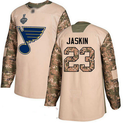 Blues #23 Dmitrij Jaskin Camo Authentic 2017 Veterans Day Stanley Cup Final Bound Stitched Hockey Jersey