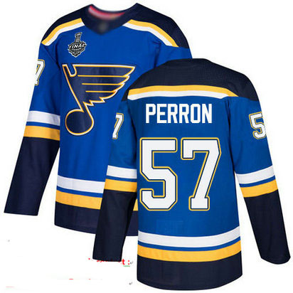 Blues #57 David Perron Blue Home Authentic Stanley Cup Final Bound Stitched Hockey Jersey