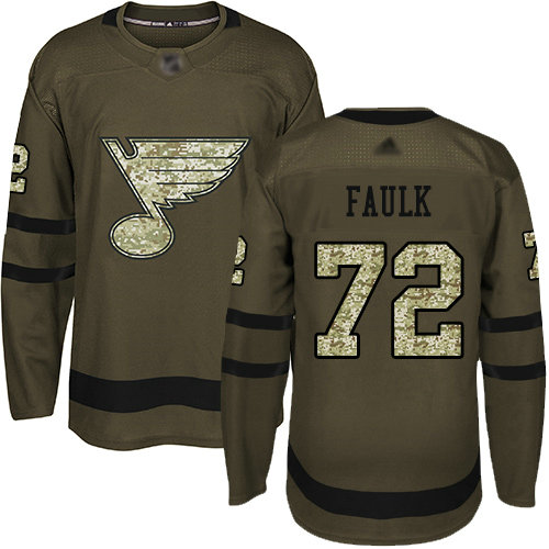 Blues #72 Justin Faulk Green Salute to Service Stitched Hockey Jersey
