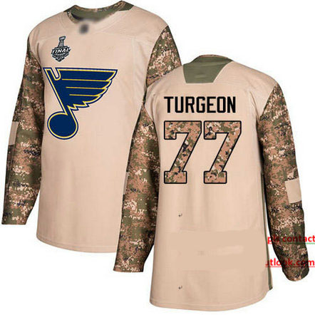 Blues #77 Pierre Turgeon Camo Authentic 2017 Veterans Day Stanley Cup Final Bound Stitched Hockey Jersey