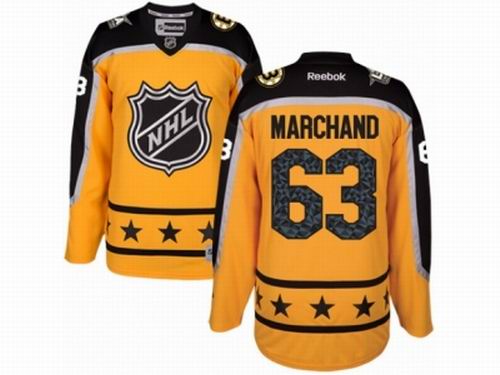 Boston Bruins #63 Brad Marchand Yellow Atlantic Division 2017 All-Star NHL Jersey