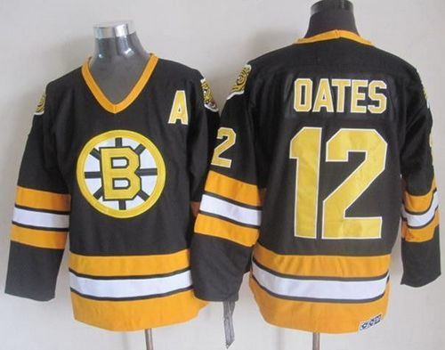 Boston Bruins 12 Adam Oates Black-Yellow CCM Throwback NHL Jersey
