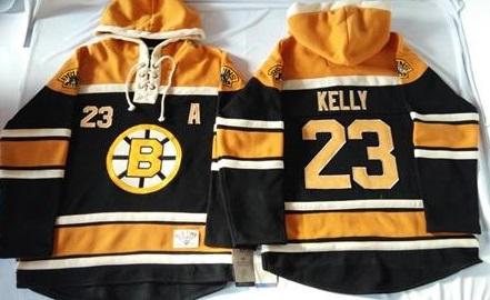 Boston Bruins 23 Chris Kelly Black Sawyer Hooded Sweatshirt Stitched NHL Jersey