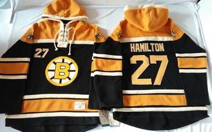 Boston Bruins 27 Dougie Hamilton Black Sawyer Hooded Sweatshirt Stitched NHL Jersey
