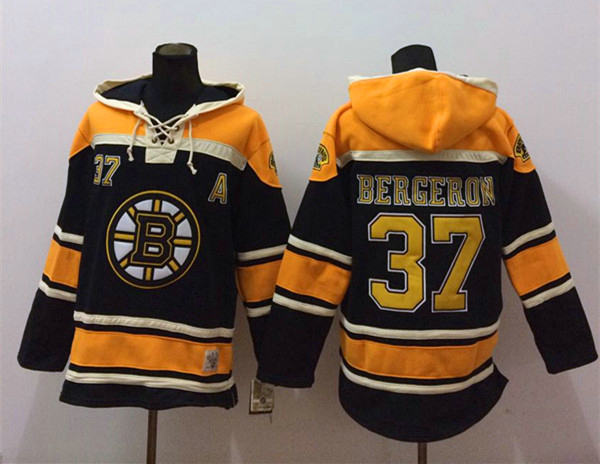 Boston Bruins 37 Patrice Bergeron black NHL hockey hoddies