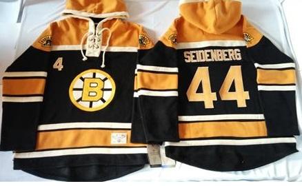 Boston Bruins 44 Dennis Seidenberg Black Sawyer Hooded Sweatshirt Stitched NHL Jersey