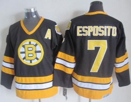 Boston Bruins 7 Phil Esposito Black-Yellow CCM Throwback NHL Jersey