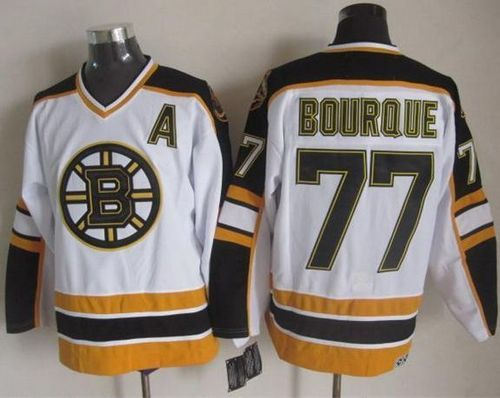 Boston Bruins 77 Ray Bourque White-Black CCM Throwback NHL Jersey