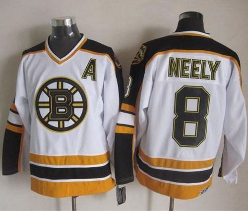 Boston Bruins 8 Cam Neely White-Black CCM Throwback NHL Jersey