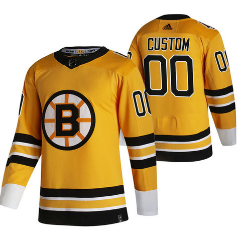 Boston Bruins Custom Yellow Men's Adidas 2020-21 Alternate Authentic Player NHL Jersey