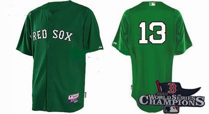 Boston Red Sox #13 Carl Crawford Green Baseball Jersey 2013 World Series Champions ptach