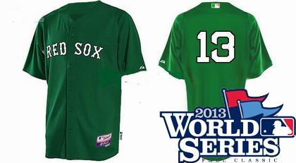 Boston Red Sox #13 Carl Crawford Green Baseball Jersey w2013 World Series Patch
