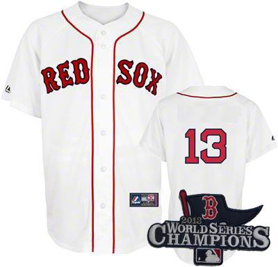 Boston Red Sox #13 Carl Crawford Jersey wihte 2013 World Series Champions ptach