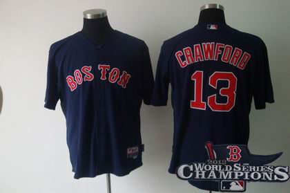 Boston Red Sox #13 Carl Crawford d.k blue Baseball Jersey 2013 World Series Champions ptach