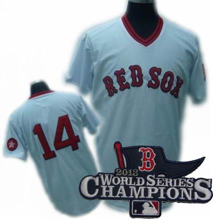 Boston Red Sox #14 JIM RICE white MN jerseys 2013 World Series Champions ptach
