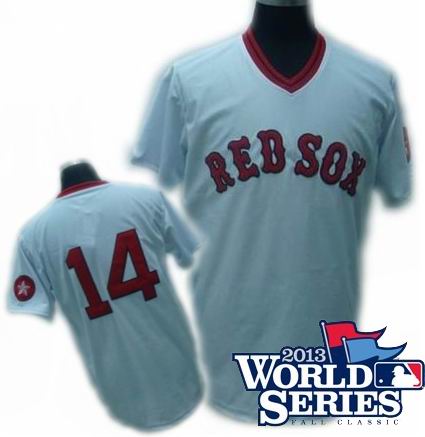 Boston Red Sox #14 JIM RICE white MN jerseys w2013 World Series Patch
