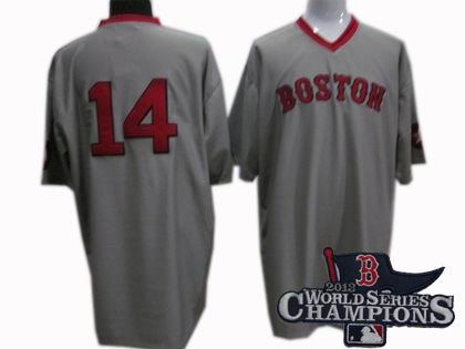 Boston Red Sox #14 Jim Rice 1975 mitchell&ness Road jersey 2013 World Series Champions ptach