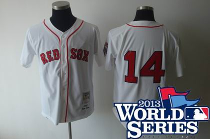 Boston Red Sox #14 Jim Rice 1975 mitchell ness white jersey w2013 World Series Patch