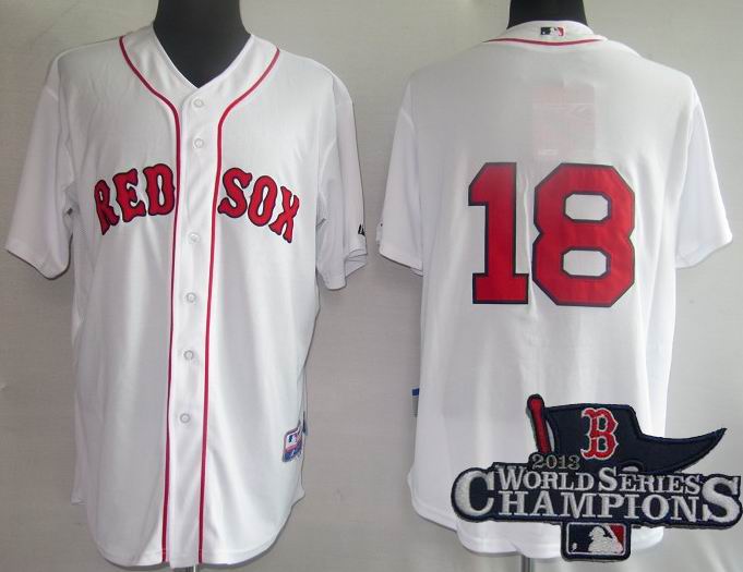 Boston Red Sox #18 Daisuke Matsuzaka Home Jerseys white 2013 World Series Champions ptach