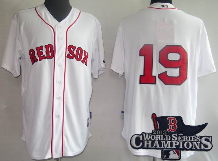 Boston Red Sox #19 Josh Beckett Home Jerseys white 2013 World Series Champions ptach