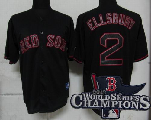 Boston Red Sox #2 Jacoby Ellsbury Pitch Black Fashion Jersey 2013 World Series Champions ptach
