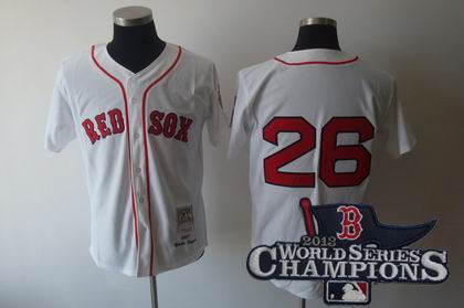 Boston Red Sox #26 Wade Boggs White Buttons Throwback Jerseys 2013 World Series Champions ptach