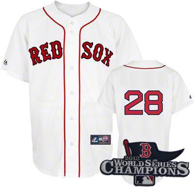 Boston Red Sox #28 Adrian Gonzalez Jersey white 2013 World Series Champions ptach