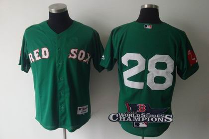 Boston Red Sox #28 Adrian Gonzalez jerseys GREEN 2013 World Series Champions ptach
