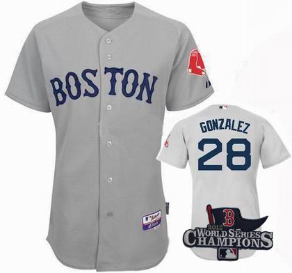 Boston Red Sox #28 Adrian Gonzalez jerseys gray 2013 World Series Champions ptach