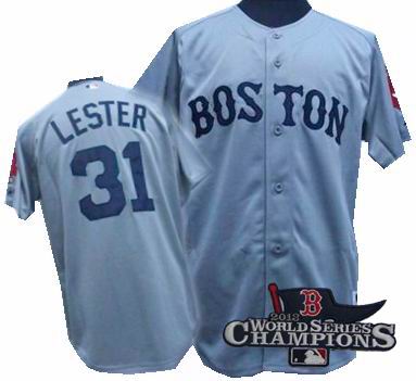 Boston Red Sox #31 Jon Lester Road Jersey gray 2013 World Series Champions ptach