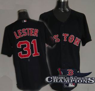 Boston Red Sox #31 LESTER Jersey dark blue 2013 World Series Champions ptach