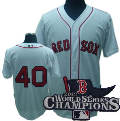 Boston Red Sox #40 John Lackey jerseys white 2013 World Series Champions ptach