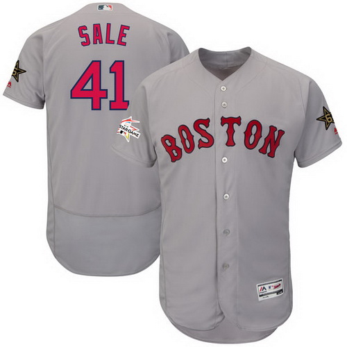 Boston Red Sox #41 Chris Sale Majestic Gray 2017 MLB All-Star Game Worn FlexBase Jersey