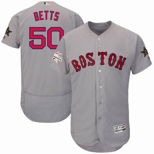 Boston Red Sox #50 Mookie Betts Majestic Gray 2017 MLB All-Star Game Worn FlexBase Jersey