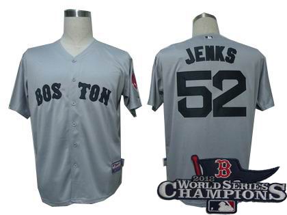 Boston Red Sox #52 Bobby Jenks jerseys gray 2013 World Series Champions ptach