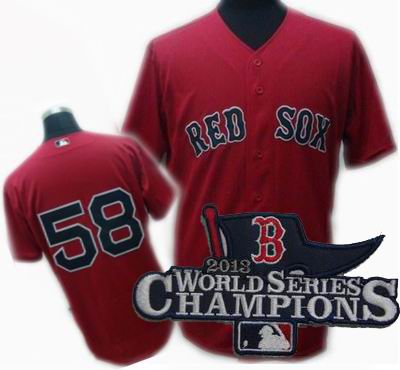 Boston Red Sox #58 Jonathan Papelbon jerseys red 2013 World Series Champions ptach