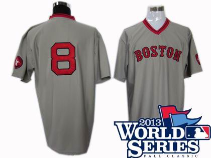 Boston Red Sox #8 Carl Yastrzemski 1975 Road mitchell ness grey jersey w2013 World Series Patch