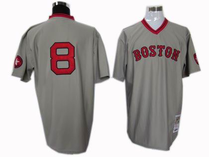 Boston Red Sox #8 Carl Yastrzemski 1975 Road mitchell ness jersey  gray