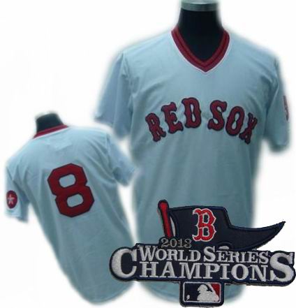 Boston Red Sox #8 YASTRZEMSKI white MN jerseys 2013 World Series Champions ptach