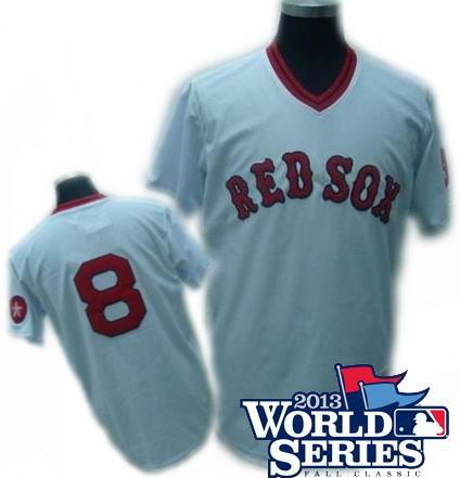 Boston Red Sox #8 YASTRZEMSKI white MN jerseys w2013 World Series Patch
