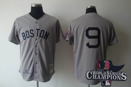Boston Red Sox #9 Ted Williams grey jerseys 2013 World Series Champions ptach