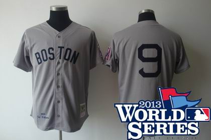 Boston Red Sox #9 Ted Williams grey jerseys w2013 World Series Patch