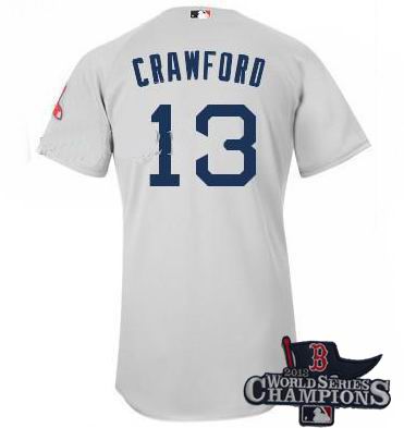 Boston Red Sox 13# Carl Crawford jerseys gray 2013 World Series Champions ptach
