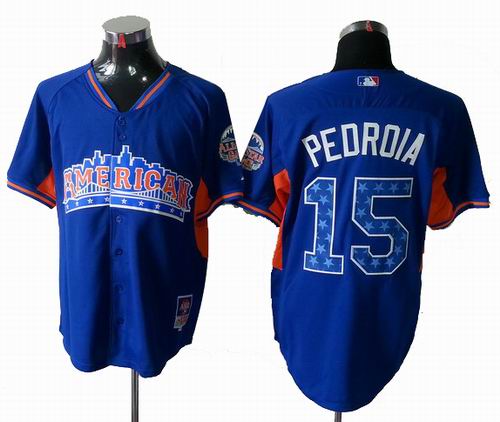 Boston Red Sox 15# Dustin Pedroia American League 2013 All Star blue Jersey