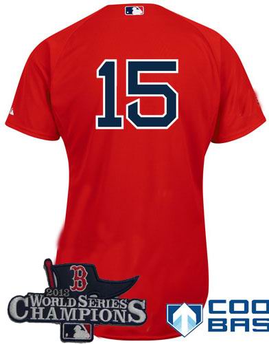Boston Red Sox 15# Dustin Pedroia red Jersey 2013 World Series Champions ptach