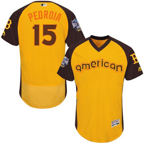 Boston Red Sox 15 Dustin Pedroia Gold Flexbase Authentic Collection 2016 All-Star American League Baseball Jersey