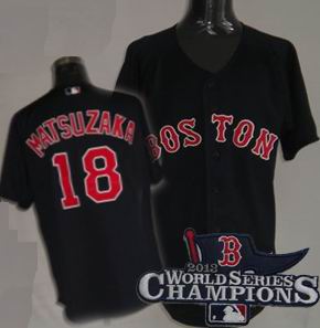 Boston Red Sox 18# Daisuke Matsuzaka dark blue 2013 World Series Champions ptach