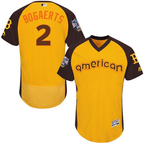 Boston Red Sox 2 Xander Bogaerts Gold Flexbase Authentic Collection 2016 All-Star American League Baseball Jersey