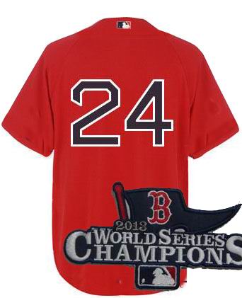 Boston Red Sox 24# Manny Ramirez red  2013 World Series Champions ptach