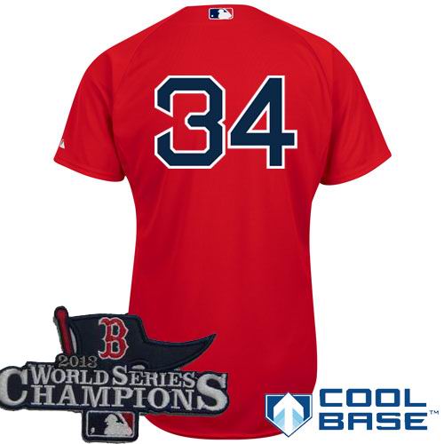 Boston Red Sox 34# David Ortiz red 2013 World Series Champions ptach